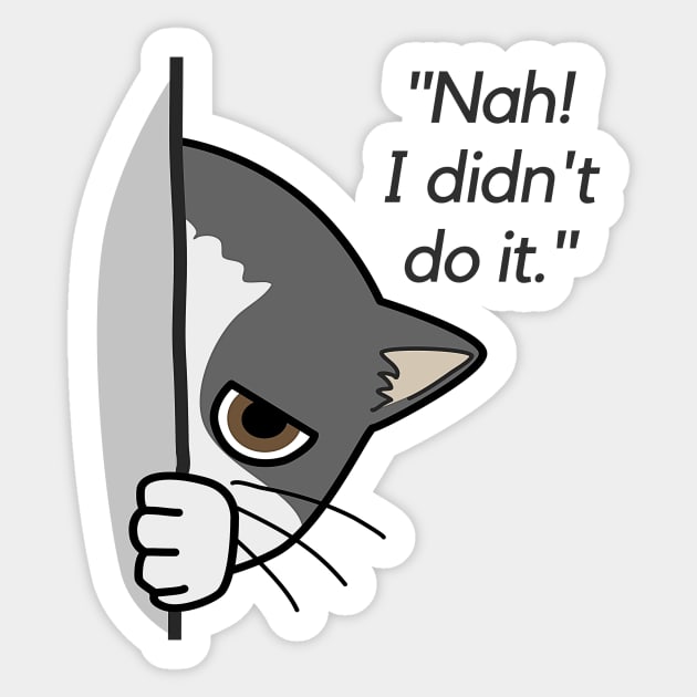 Gray Cat Hiding Sticker by LThings